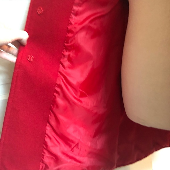 🌟SOLD⭐️Retro Style Red Peacoat W/Pockets Sz M/L - Picture 7 of 8